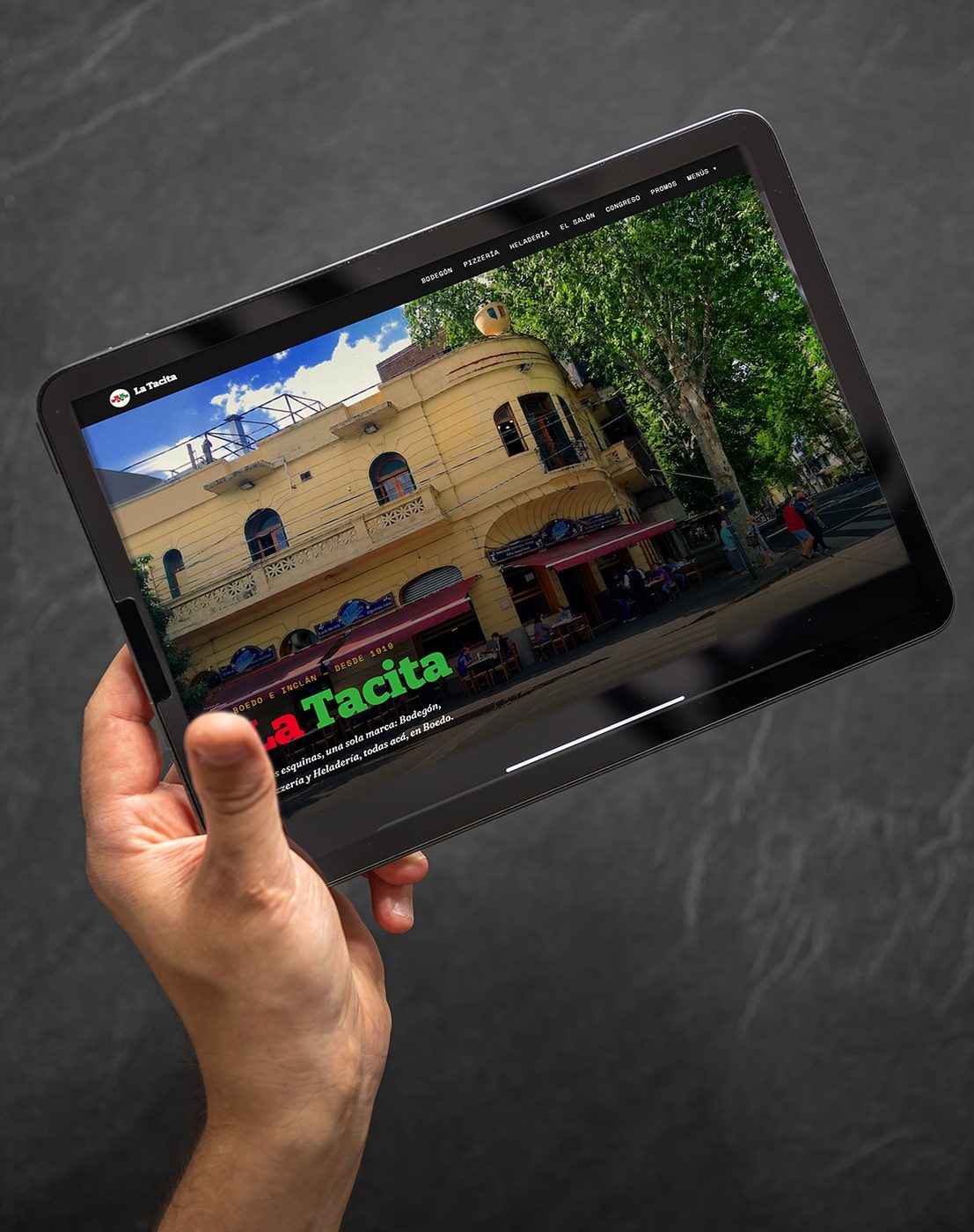 La web de La Tacita en una tablet